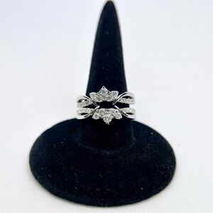 Moissanite Ring Guard Enhancer 2-Piece Platinum 925 Wedding Anniversary Band GRA